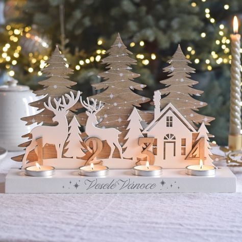 Vánoční dekorace na stůl se svíčkou